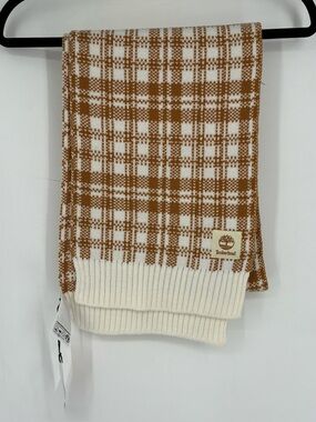 NEW Timberland Plaid Knit Scarf Mustard Yellow Cream Fall NWT TAGS Gift